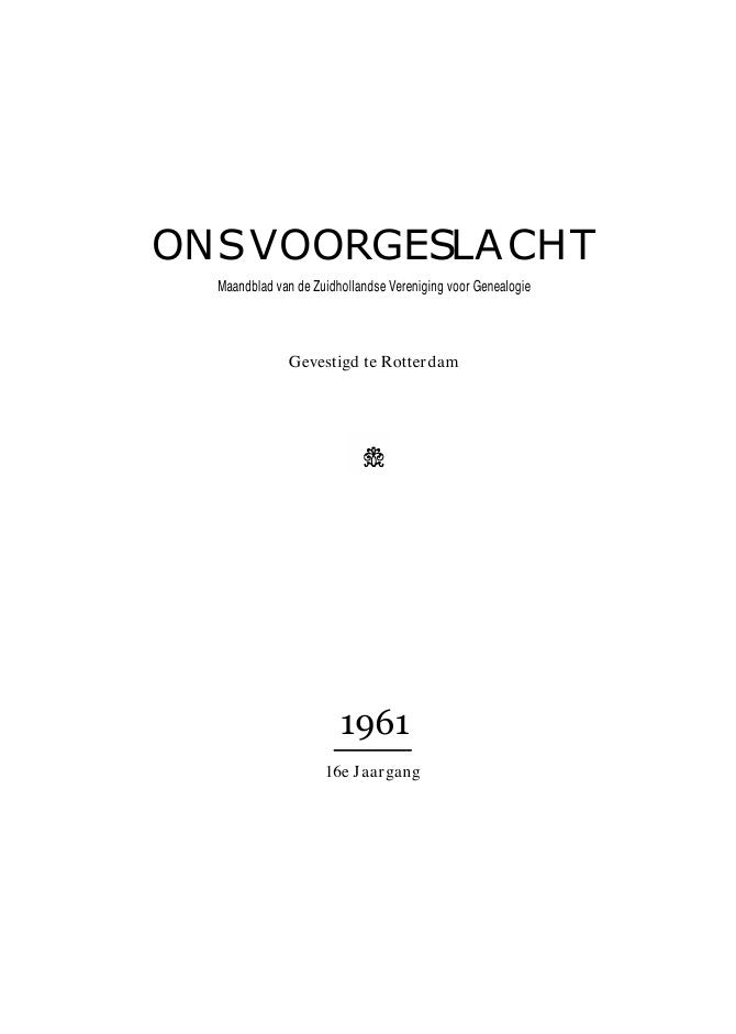 Ons Voorgeslacht, index 1961